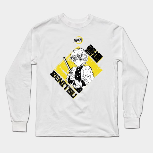 DEMON SLAYER: ZENITSU YELLOW (GRUNGE STYLE) Long Sleeve T-Shirt by FunGangStore